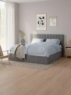AGERFELDCadre de lit AGERFELD 180x200 tissu gris foncé