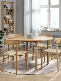 ALSTED + ISLEVALSTED Ø120 table col. chêne + 4 ISLEV chaises ss accoudoirs