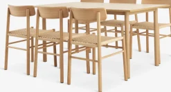 ALSTED + ISLEVALSTED L160 table col. chêne + 4 ISLEV chaises ss accoudoirs