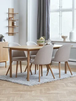 ALSTED + THORUPALSTED L160 table coloris chêne + 4 THORUP chaises beige