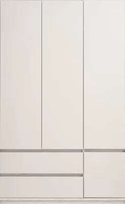 BILLUNDArmoire BILLUND 119x193 4 portes 2 tir. colo travertin/beige