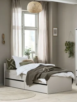 BILLUNDLit avec rangement BILLUND 90x200 coloris travertin/beige