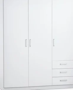 FANDRUPArmoire FANDRUP 145x176 3 portes 3 tiroirs blanc