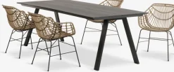 FAUSING + ILDERHUSEFAUSING L220 table noir + 4 ILDERHUSE chaises naturel
