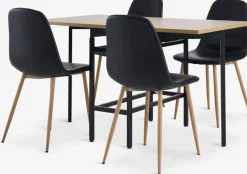 FOLDINGBRO + JONSTRUPFOLDINGBRO L130 table coloris chêne +4 JONSTRUP chaises noir