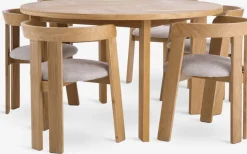 HARESKOV + BOVRUPHARESKOV Ø129 table coloris chêne naturel + 4 BOVRUP chaises