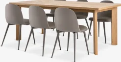 HARESKOV + ULDALHARESKOV L200 table coloris chêne + 4 ULDAL chaises brun