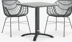 HOBRO + ILDERHUSEHOBRO L70 table gris + 2 ILDERHUSE chaises noir