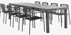 HSTEHAVE + KRISTIANSTADHESTEHAVE L205/275 table noir + 4 KRISTIANSTAD chaises vert