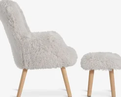 HVILSTEDFauteuil a/repose-pieds HVILSTED tissu teddy blanc ca./nat.