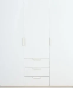 JENSLEVArmoire JENSLEV 144x176 3 portes 3 tiroirs blanc
