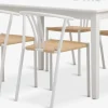 KIRKEBY + JYDERUPKIRKEBY L130/220 table blanc + JYDERUP chaises blanc/naturel