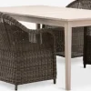 KOLLEN + GAMMELBYKOLLEN L205 table acacia + 4 GAMMELBY chaises gris