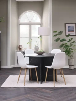 KRONDAL + JONSTRUPKRONDAL Ø110 table imi. marble + 4 JONSTRUP chaises blanc