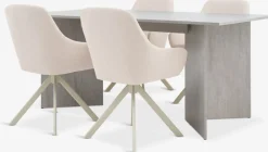 KRONDAL + ROSTRUPKRONDAL L180 table travertin + 4 ROSTRUP chaises beige