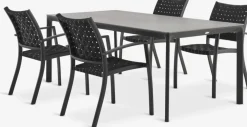 KUMLA + GLOMFJORDKUMLA L200 table gris + 4 GLOMFJORD chaises noir