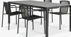 LANGET + KRISTIANSTADLANGET L207 table noir + 4 KRISTIANSTAD chaises vert