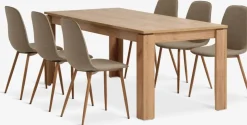LINTRUP + BISTRUPLINTRUP L190/280 table colo. chêne + 4 BISTRUP chaises sable