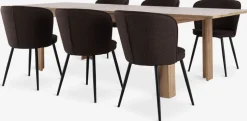LINTRUP + RISSKOVLINTRUP L190/280 table colo. chêne + 4 RISSKOV chaises brun