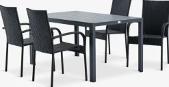 MADERUP + GUDHJEMMADERUP L150 table + 4 GUDHJEM chaises noir