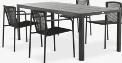 MADERUP + KRISTIANSTADMADERUP L205 table noir + 4 KRISTIANSTAD chaises vert