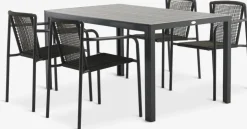 MADERUP + KRISTIANSTADMADERUP L150 table noir + 4 KRISTIANSTAD chaises vert