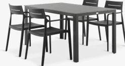 MARIELYST + INGSTRUPMARIELYST L150 table gris + 4 INGSTRUP chaises noir