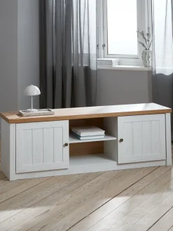 MARKSKELMeuble TV MARKSKEL 2 portes coloris blanc/chêne naturel