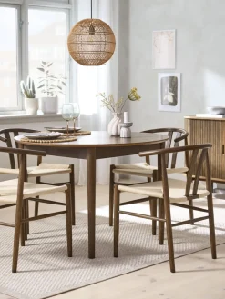 MARSTRAND + GUDERUPMARSTRAND Ø110 table chêne foncé + 4 GUDERUP chaises ch. f.