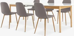MARSTRAND + JONSTRUPMARSTRAND L200/280 table blanc + 4 JONSTRUP chaises gris
