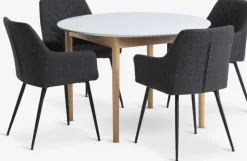 MARSTRAND + PURHUSMARSTRAND Ø110 table blanc + 4 PURHUS chaises gris