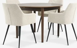 MARSTRAND + PURHUSMARSTRAND Ø110 table colo. chêne f. + 4 PURHUS blanc cassé