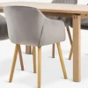 MEJLSKOV + ADSLEVMEJLSKOV L180 table chêne + 4 ADSLEV chaises velours gris