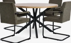 NORTOFT + ESPENORTOFT Ø120 table coloris chêne + 4 ESPE chaises olive/noir