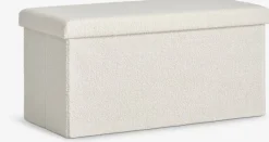 NYSTEDPouf NYSTED 76x38 a/rangement tissu teddy blanc cassé