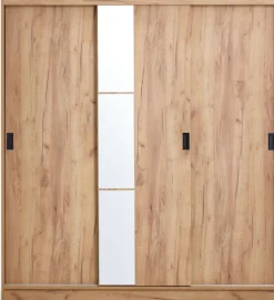 ODDERArmoire ODDER 179x201 a/miroir coloris chêne naturel