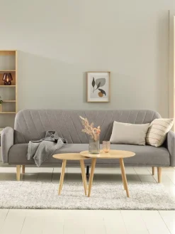 PARADISCanapé convertible PARADIS tissu gris clair/coloris chêne