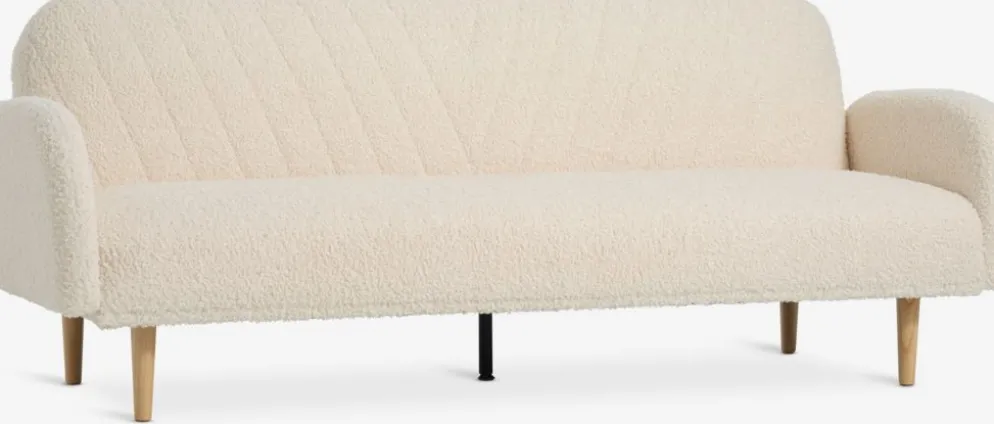 PARADISCanapé convertible PARADIS tissu teddy blanc cassé/colo. ch.