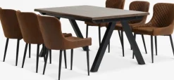 SANDBY + PEBRINGESANDBY L160 table chêne foncé + 4 PEBRINGE chaises brun/noir