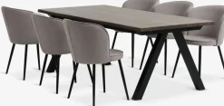 SANDBY + RISSKOVSANDBY L210 table chêne foncé + 4 RISSKOV chaises gris clair
