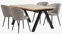 SANDBY + RISSKOVSANDBY L160 table chêne naturel + 4 RISSKOV chaises gris c.