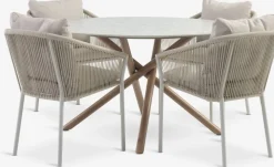 SANDVIG + GILJASANDVIG Ø120 table + 4 GILJA chaises beige