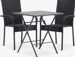 SANDVIKA + GUDHJEMSANDVIKA L65 table + 2 GUDHJEM chaises noir