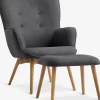 SKALBORGFauteuil/repose-pieds SKALBORG tissu gris foncé/chêne