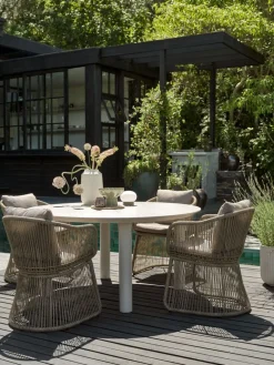 SURNADAL + STORDALENSURNADAL Ø150 table beige + 4 STORDALEN chaises naturel
