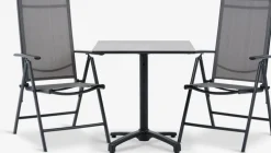 TIPMOSE + MELLBYTIPMOSE L70 table gris + 2 MELLBY chaises noir
