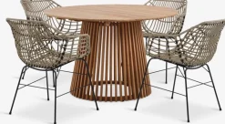 UDBYNEDER + ILDERHUSEUDBYNEDER Ø120 table teck + 4 ILDERHUSE chaises natural