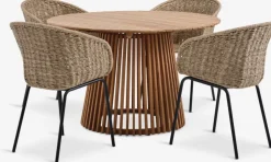 UDBYNEDER + TUERNEUDBYNEDER Ø120 table teck + 4 TUERNE chaises naturel