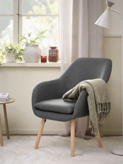 UDSBJERGFauteuil UDSBJERG tissu gris/chêne