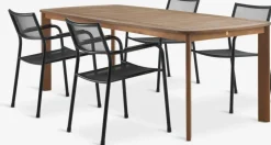 UVDAL + HEMSEDALUVDAL L223 table eucalyptus + 4 HEMSEDAL chaises noir